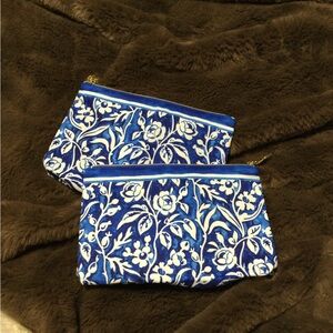 Estée Lauder Blue Floral Zipper Pouch - Women's Cosmetic Bag